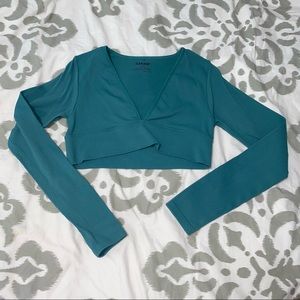 Garage Scarlett Seamless Deep Plunge Long Sleeve Tee